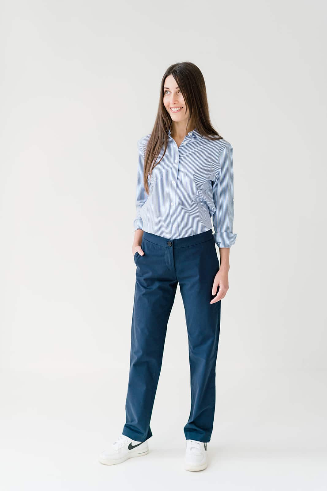 Buy Park Avenue Women Navy Solid Chinos  Trousers for Women 1760559   Myntra