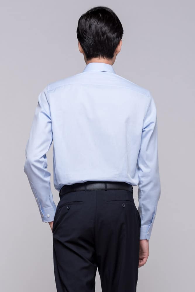 Men's long sleeve shirt light blue trousers pants suit